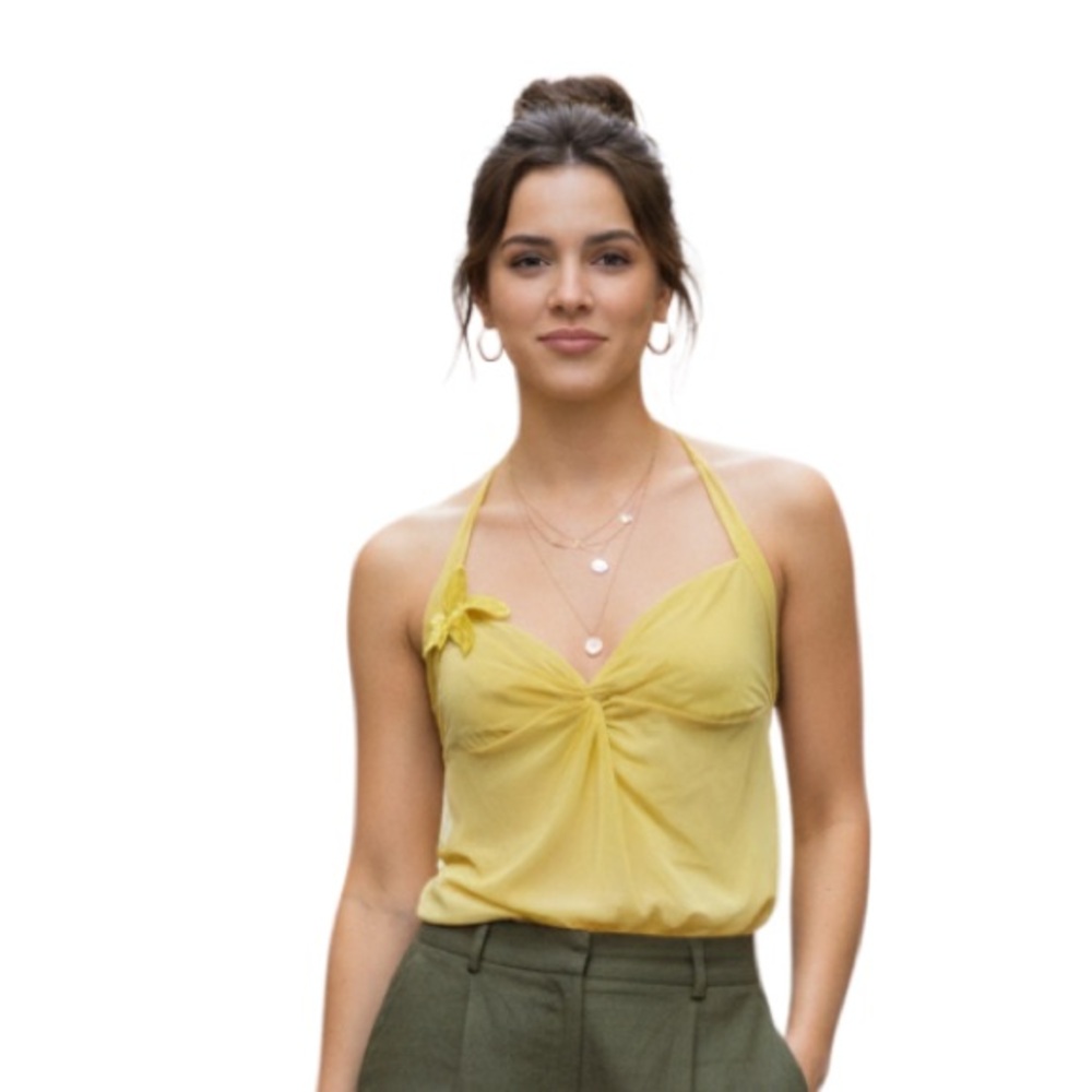 Victoria's Secret Yellow Sheer‎ Halter Chemise